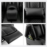 AZXZCS 57" RV Loveseat Recliner Sofa, Home Theater Seating with 3 Arms and 2 Pillows, Wall Hugger Recliners & 135° Reclining Couch (Black PU Leather Furniture) AZXZCS