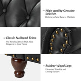 HULALA HOME Genuine Leather Recliner Chair with Solid Wood Feet, Modern Adjustable Tufted Push Back Arm Chair w/Rivet Decoration, Home Theater Seating Single Reclining Sofa for Living Room, Navy HULALA HOME