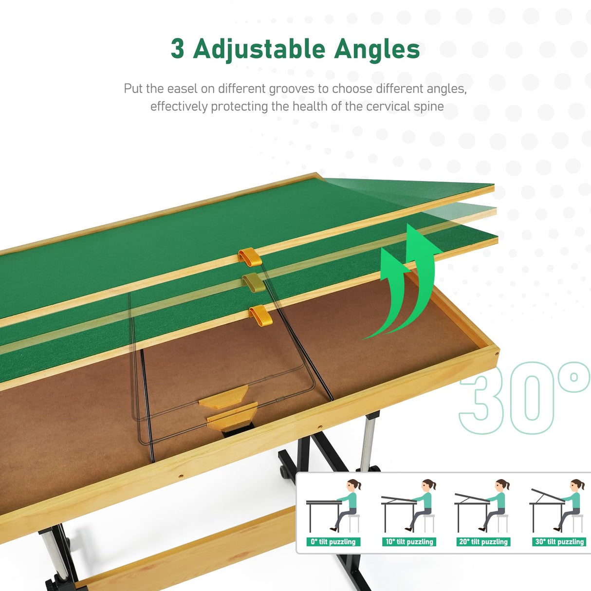 ALL4JIG 1500 Pieces Jigsaw Puzzle Board with Legs, 35.4"x26.4" Adjustable Puzzle Board for Adults, 3-Tilting Angles, Multi-Functional with 4+2 Drawers & Protective Cover ALL4JIG