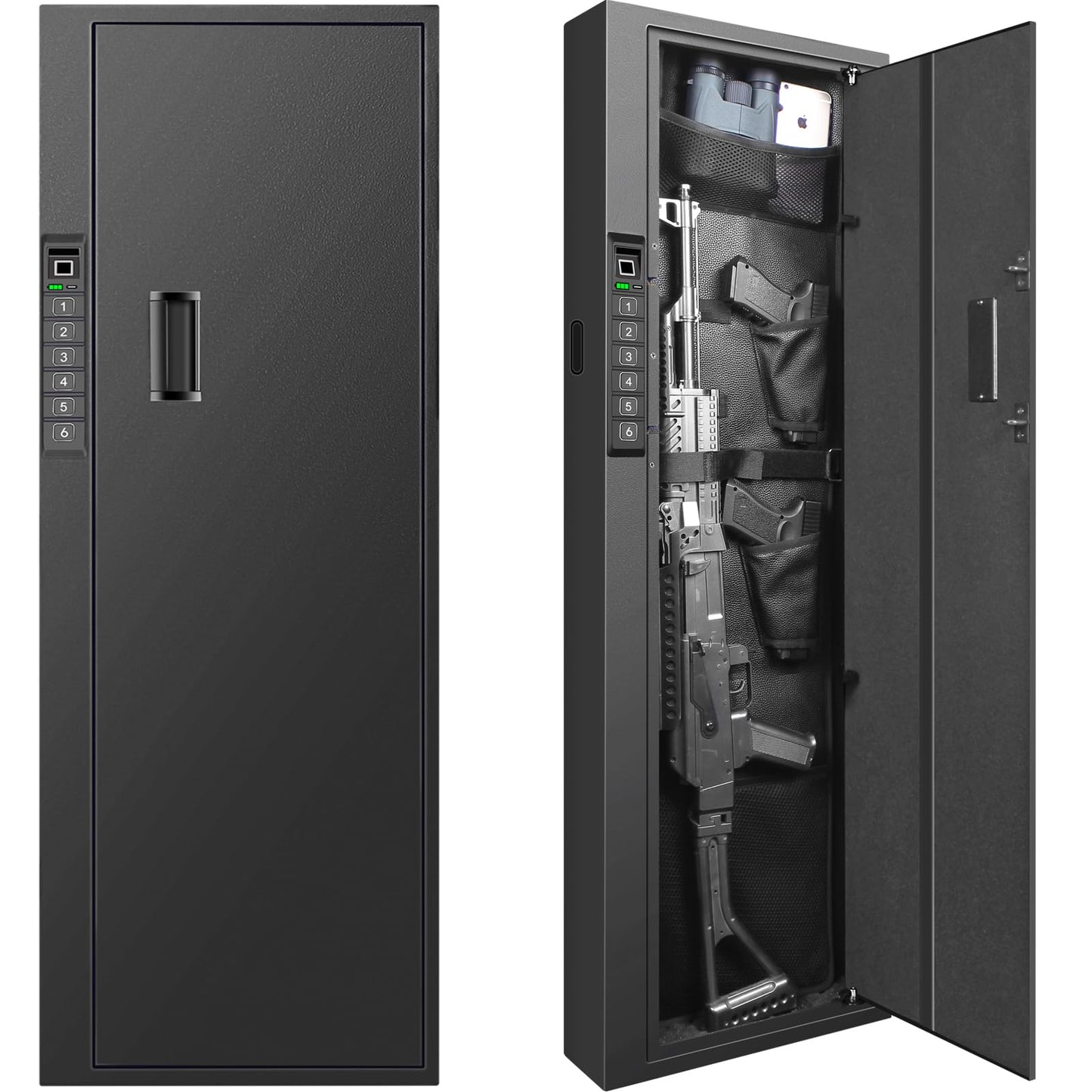 Biometric Gun Safe for Rifle, Shotguns, Pistols, Compact Long Gun Safe, Quick Access Fingerprint Gun Safe Firearm Case- Upgraded Biometric/Keypad/Key Access