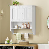 Iwell Bathroom Cabinet Wall Mounted with Towel Rack & Adjustable Shelf, Over The Toilet Storage Cabinet, Medicine Cabinet for Bathroom, White YSG005B Iwell