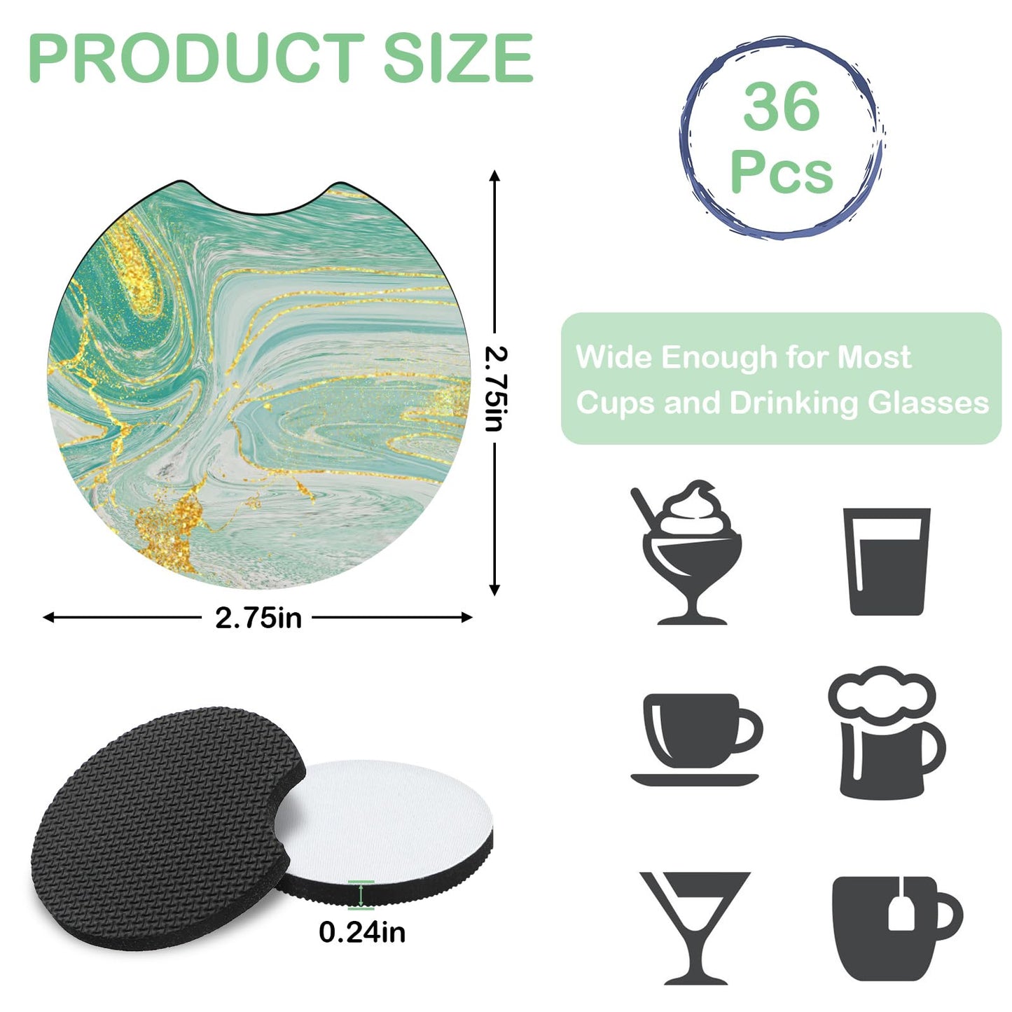 Sublimation Coasters Blanks, Sublimation Car Coasters Blanks, 2.75in Sublimation Blank Cup Coasters Bulk for Thermal Sublimation DIY Crafts Painting Heat Transfer Car Cup Coasters (36 Pieces)