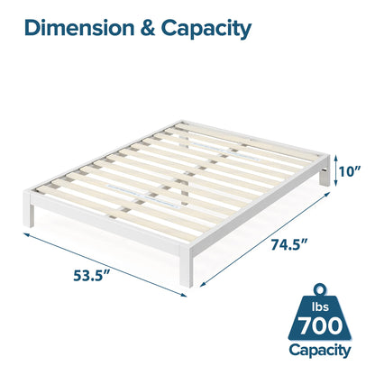 ZINUS Arnav White Metal Platform Bed Frame with Wood Slat Support - No Box Spring Required, Easy Assembly, Full Size - WoodArtSupply