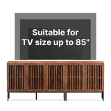Qufusaty Farmhouse TV Stand for TVs up to 85 inch, 2 in 1 Entertainment Center TV Console with Storage Cabinets and Metal Base,Media Console for Living Room,Brown Qufusaty