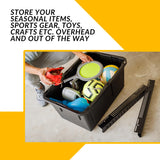 Overhead Bin Rack - Ceiling Mount Overhead Garage Rack | Adjustable Width and Orientation | Heavy Duty Ceiling Bin Storage Rails | Fits Black & Yellow Storage Bins | USA Designed (8 Bins) SteelChimp