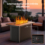 AMADA HOMEFURNISHING 43 Inch Propane Fire Pit Table, 60,000 BTU Gas Fire Pit with Lava Rocks, Waterproof Cover, Removable Lid, Cup Holders, 2-in-1 Fire Table for Patio, Backyard, Garden, Black AMADA HOMEFURNISHING