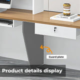 Huariifowm Modern Reception Desk Counter Table, Front Desk with Lockable Drawer & Open Shelves, Reception Table with Private Panels for Office (Gray Grain + White/Right,59" L*24" W*39" H) Huariifowm