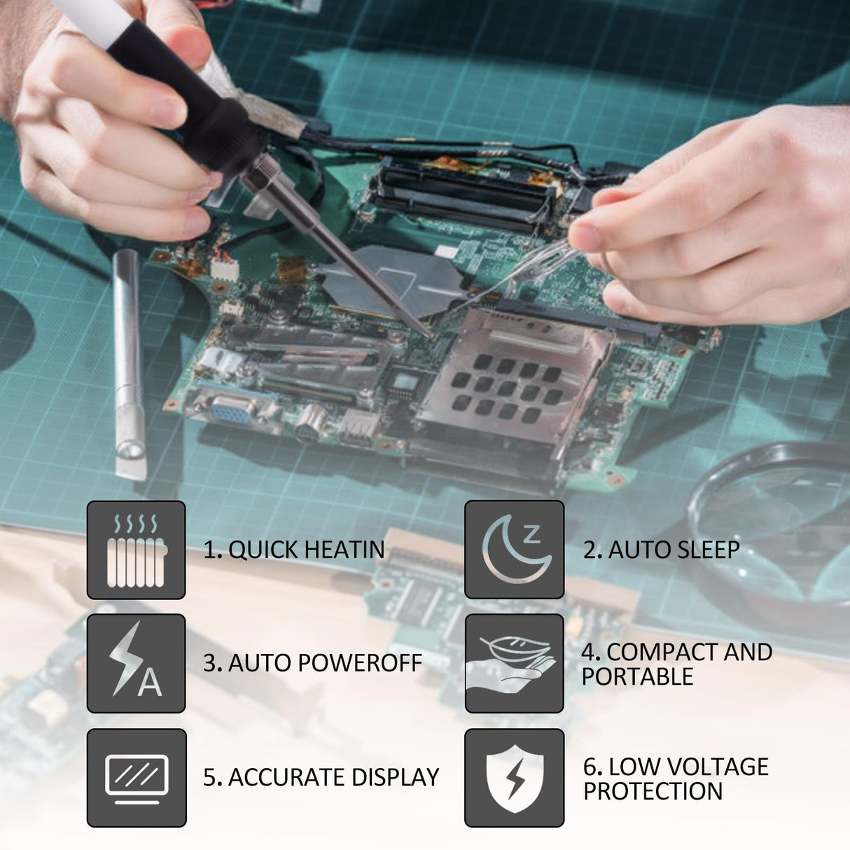 Deackimei Cordless Soldering Iron Station for Dewalt 20V Max Battery, Temperature Adjustable, Auto Sleep & Low Voltage Protection, °C/ºF Conversion, OLED Digital Display, Lead-Free Solder (Tool Only) Deackimei