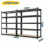 REIBII Set of 2 Garage Shelving, 2015LBS Adjustable Metal Shelving, 5 Tier Storage Shelves for Garage, Pantry, Kitchen, Basement 72.1" H x 35.54" W x 15.75" D Heavy Duty Shelving Unit REIBII