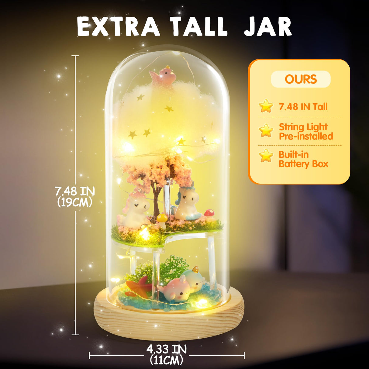 Make Your Own Unicorn Night Light - Birthday Crafts Gifts for Girls Kids, Unicorns Terrarium Kit for Kids, 3-in-1 Unicorn Toys Presents, Arts and Crafts for Girl Aged 6 7 8-12 Klever Kits