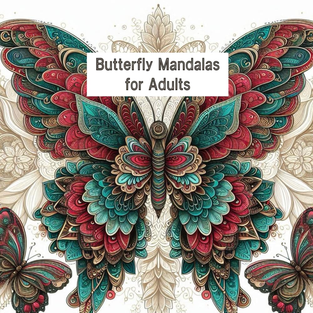Butterfly Mandalas for Adults: A Beautiful Mandala Coloring Book with Butterflies for Adults Relaxation and Stress Relief Majosta