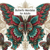 Butterfly Mandalas for Adults: A Beautiful Mandala Coloring Book with Butterflies for Adults Relaxation and Stress Relief Majosta