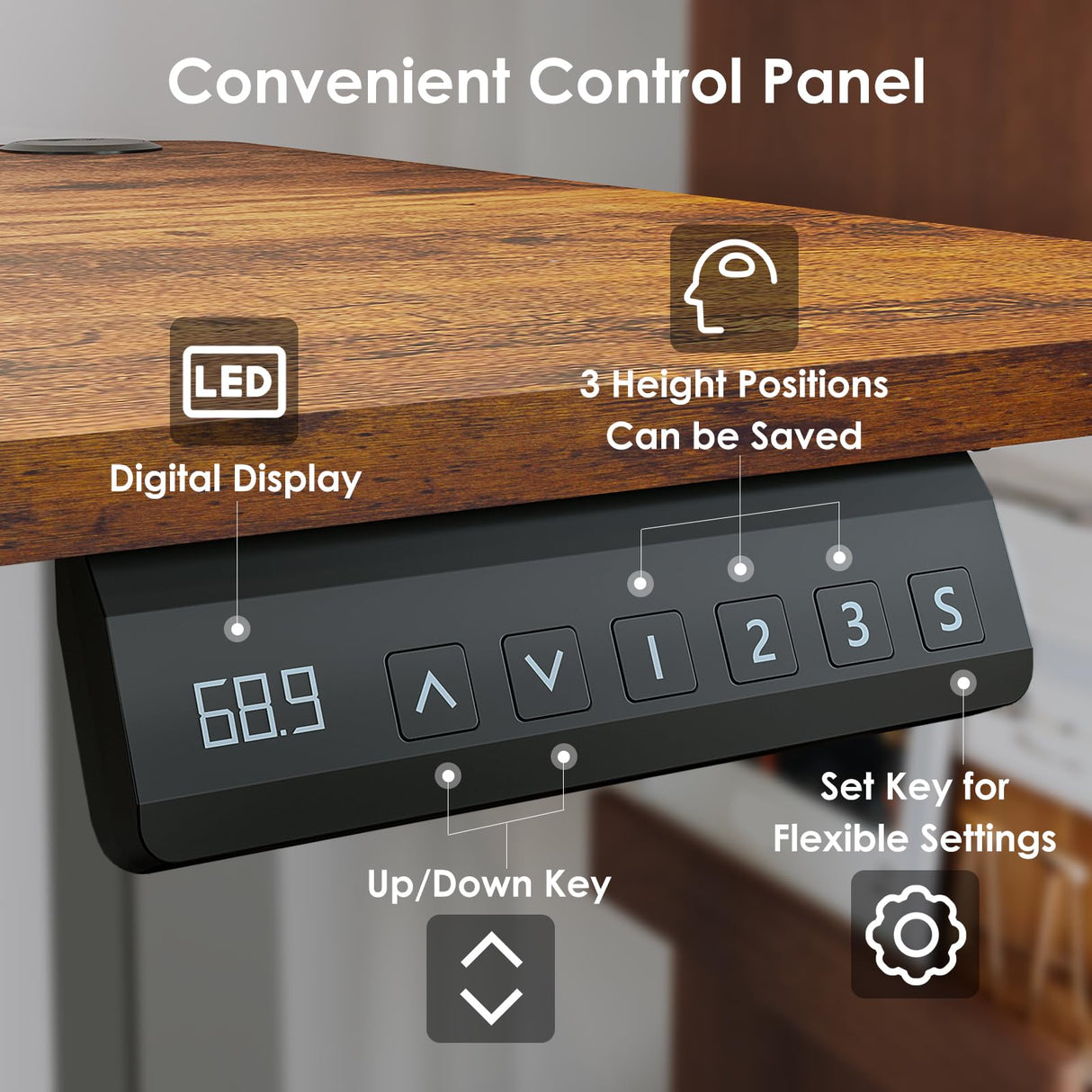 DSNAPE Electric Standing Adjustable Desk with Drawers, 48" x 24" Sit Stand Up Desk Adjustable Height with Side Storage for Home and Office, Rustic Brown DSNAPE