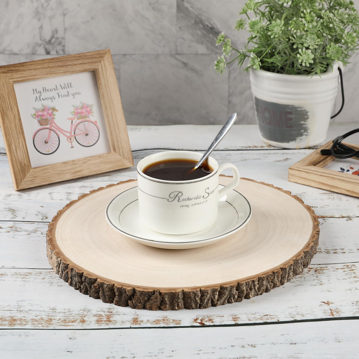 6pcs Large Wood Slices for Centerpieces 11-12 inches Wood Rounds for Tables Decor Rustic Wood Circles for DIY Crafts and Wedding Decor Round Wooden Discs Wood Slice Ornaments SENMUT