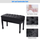AKVOMBI Adjustable Duet Piano Bench with Storage, Heavy Duty Double Piano Benches with Leather Cushion, Black Piano Bench for Adults, 13.8" D x 31.5" AKVOMBI