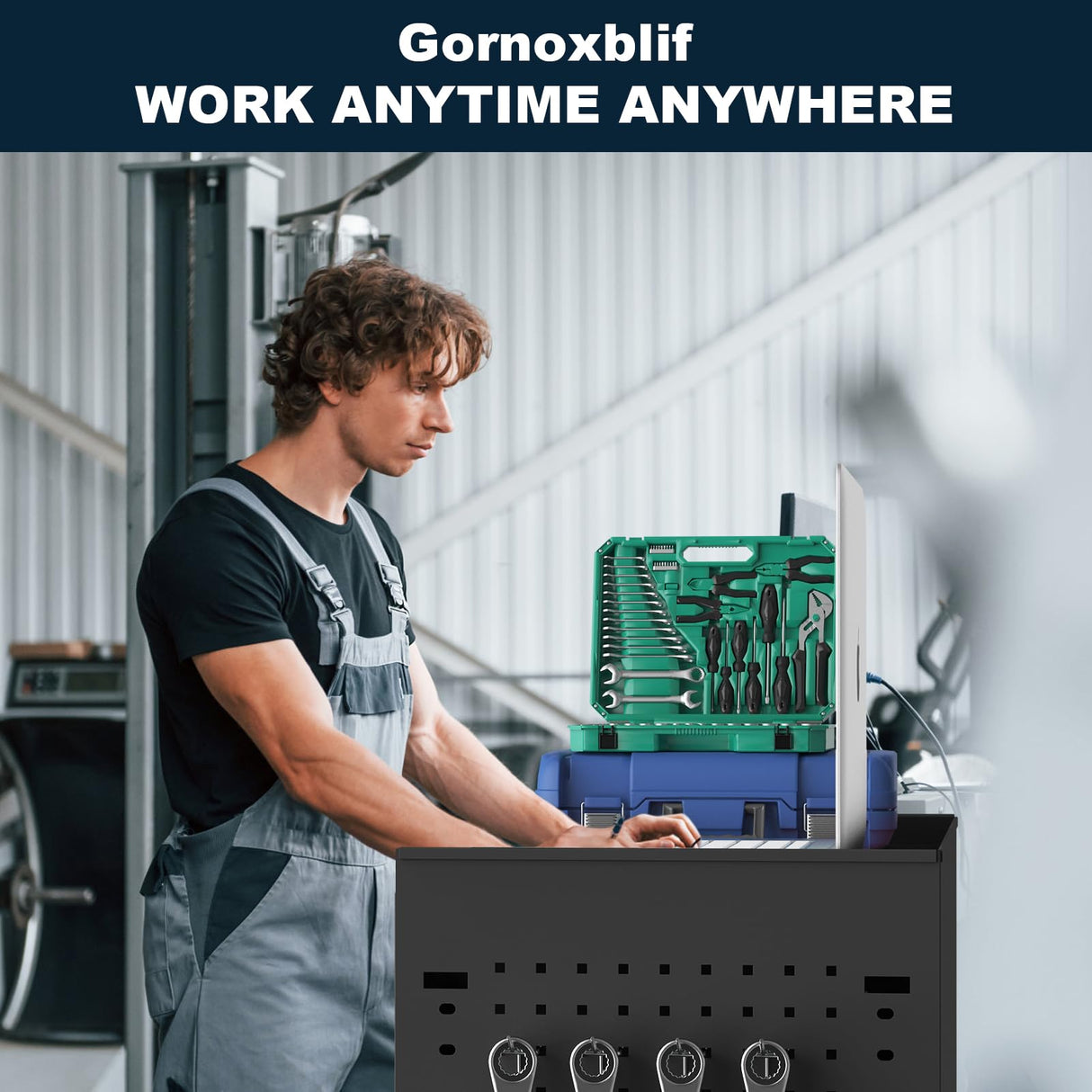 Gornoxblif 5-Drawers Black Metal Rolling Tool Chest with Wheels,Tool Storage Cabinet with Locking System，Toolbox with Wheels for Garage, Warehouse, Workshop, Repair Shop Gornoxblif