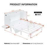 Merax Queen Murphy Bed with USB Port, Queen Murphy Cabinet, Space Saving, Solid Wood, White Merax