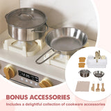 Large Wooden Corner Play Kitchen Sets with Ice Maker,Water Dispenser,Bread Maker,Washing Machine,Electronic Display,Toy Sink with Running Water,Stove with Light&Sounds, Birthday Gift for 3+Boys Girls Buoyantkids