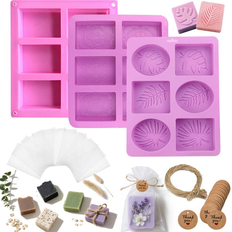 ZRLABL Soap Making Kit with 3 Silicone Molds, 48 Bags, 48 Gift Tags, 65ft Jute Twine – Craft Set for Handmade Soaps – Beginner & Professional ZRLABL