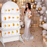 LOYIM 5.9 ft Wooden Arch Party Display 4 Tier Champagne Wall Foldable Treat Wall Display Backdrop Wedding Drink Shelves for Wedding Birthday Event Party Decor LOYIM