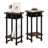 Furinno Turn-N-Tube Tall End Side Night Stand/Bedside Table with Bin Drawer, 2-Pack, Amber Pine/Black/Black Furinno