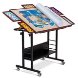 Becko US 1500 Piece Tilting Puzzle Table with 5 Drawers & Cover, Adjustable Puzzle Board with 5 Tilt Angle & Height Adjustment, Portable Jigsaw Tables for Adults, Easy to Move, for 1500 Piece Puzzles Becko US