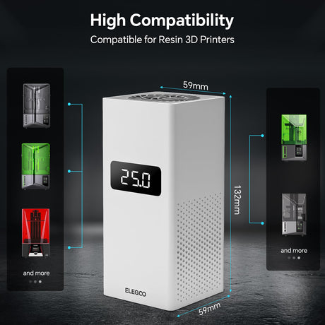 ELEGOO Smart Mini Heater for Resin 3D Printer, Intelligent Temperature Control, PTC Heating, Odor Filtering, 3D Printer Heater for Saturn 4 Ultra, Mars 5 Ultra and Most MSLA/DLP/LCD 3D Printers ELEGOO