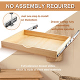 Menkxi 2 Set Pull out Tray Cabinet Organizer Wooden Pull out Drawers Organizer Slide out Pantry Shelf for Base Cabinet Kitchen Gentle Close Fully Assembled Storage Accessories(27'' X 21'' X 3") Menkxi