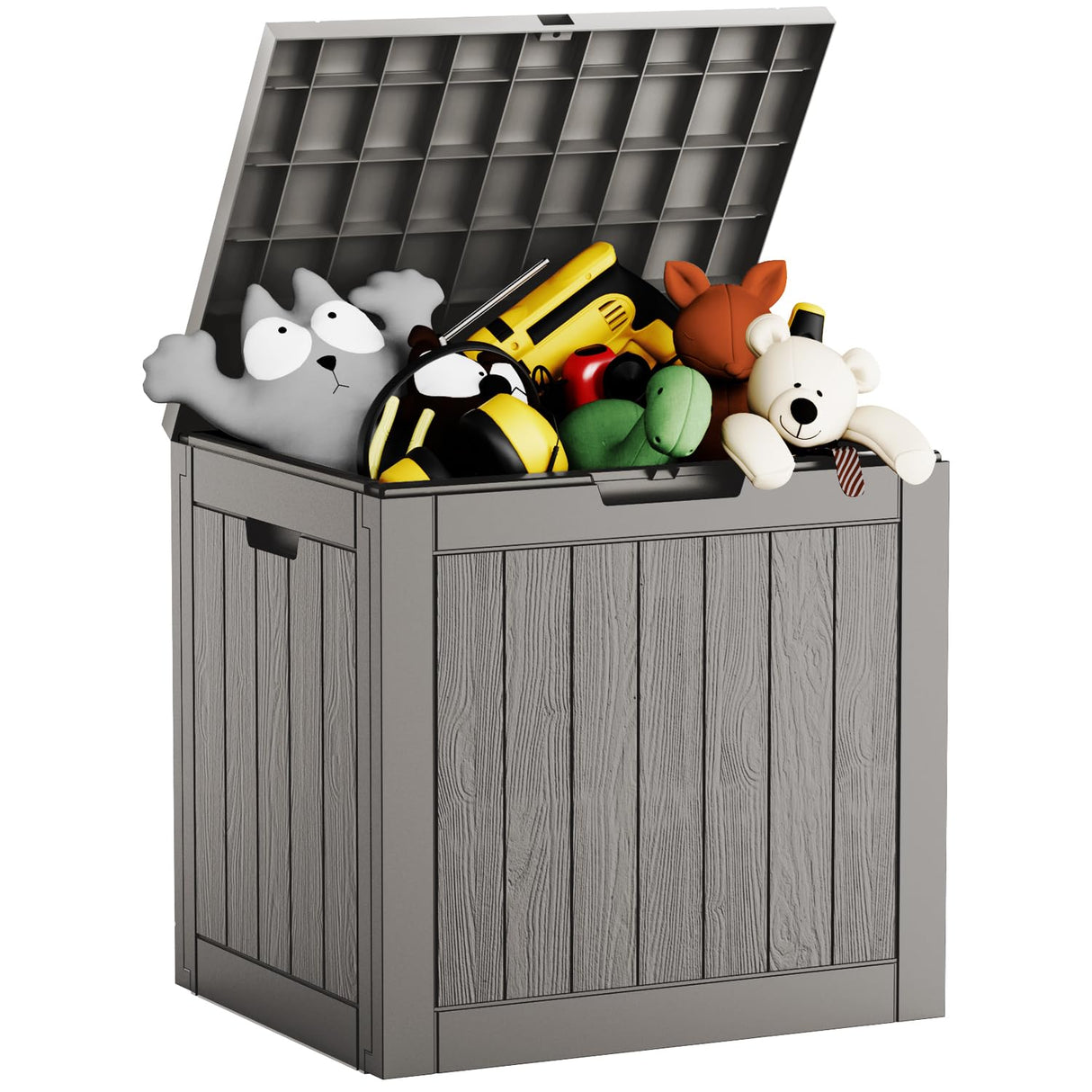 Mars Villa Deck Box, 31 Gallon Resin Indoor and Outdoor Storage Box Waterproof for Patio Furniture Cushions, Pool Supplies, Backyard Toys, Gardening Tools, Weatherproof and UV Resistant (Grey) Mars Villa