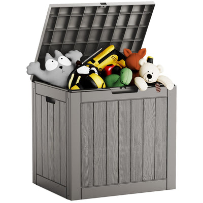 Mars Villa Deck Box, 31 Gallon Resin Indoor and Outdoor Storage Box Waterproof for Patio Furniture Cushions, Pool Supplies, Backyard Toys, Gardening Tools, Weatherproof and UV Resistant (Grey)