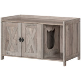 MAHANCRIS Cat Litter Box Enclosure, Hidden Litter Box Furniture with Divider, Wooden Cat Washroom Storage Cabinet Bench, Indoor Cat House as End Table, for Living Room, Bedroom, Greige CWHG2501Z MAHANCRIS