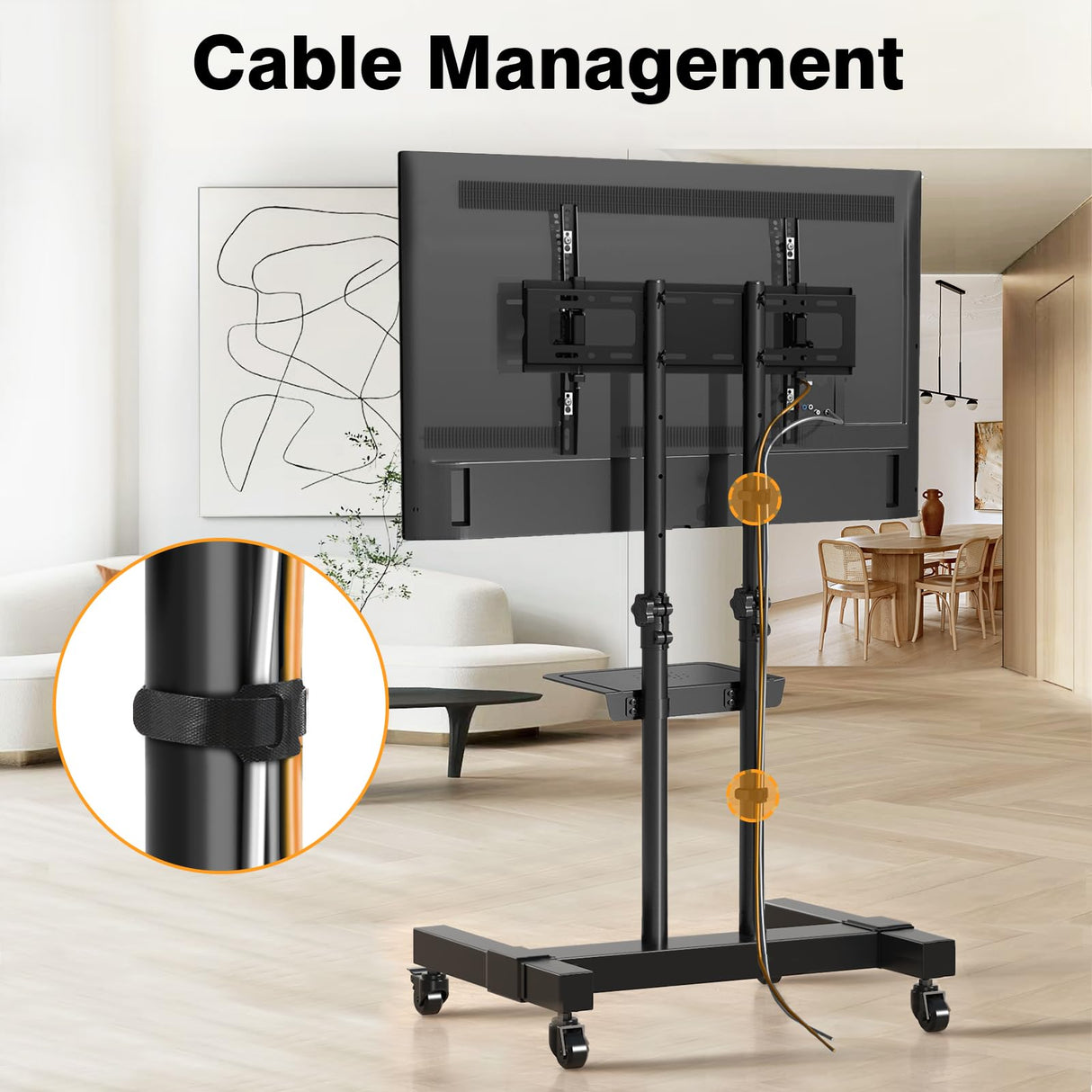 TAVR Furniture Mobile TV Stand Rolling TV Cart Floor Stand with Mount on Lockable Wheels Height Adjustable for 32-83 Inch TV Stand Flat Screen or Curved TVs Monitors Display Trolley Loading 110 lbs TAVR Furniture