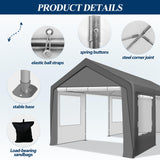 COVERONICS 12x20 FT Heavy Duty Carport Tent - Portable Outdoor Car Canopy with Roll-up Side Doors & Windows, Portable Garage with 4 Sandbags for Car, Truck and Outdoor Event, Gray COVERONICS