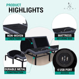 Naomi Home Idealbase Split King Adjustable Bed Frame with Lumbar Support Head Tilt Foot Incline Back Leg Massage USB Ports Massage Bed with Wireless Remote Ergonomic Zero - Gravity Smart Naomi Home