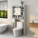 Vabches Farmhouse Over The Toilet Storage Cabinet with Sliding Barn Door and Toilet Paper Holder Vabches