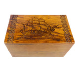 Sunrise Wood Store Wooden Urn for Human Ashes-Premium Handcrafted Rosewood Urn Box for Adult Male/Female-Handmade Viking Ship Engraved Funeral Urn Generic