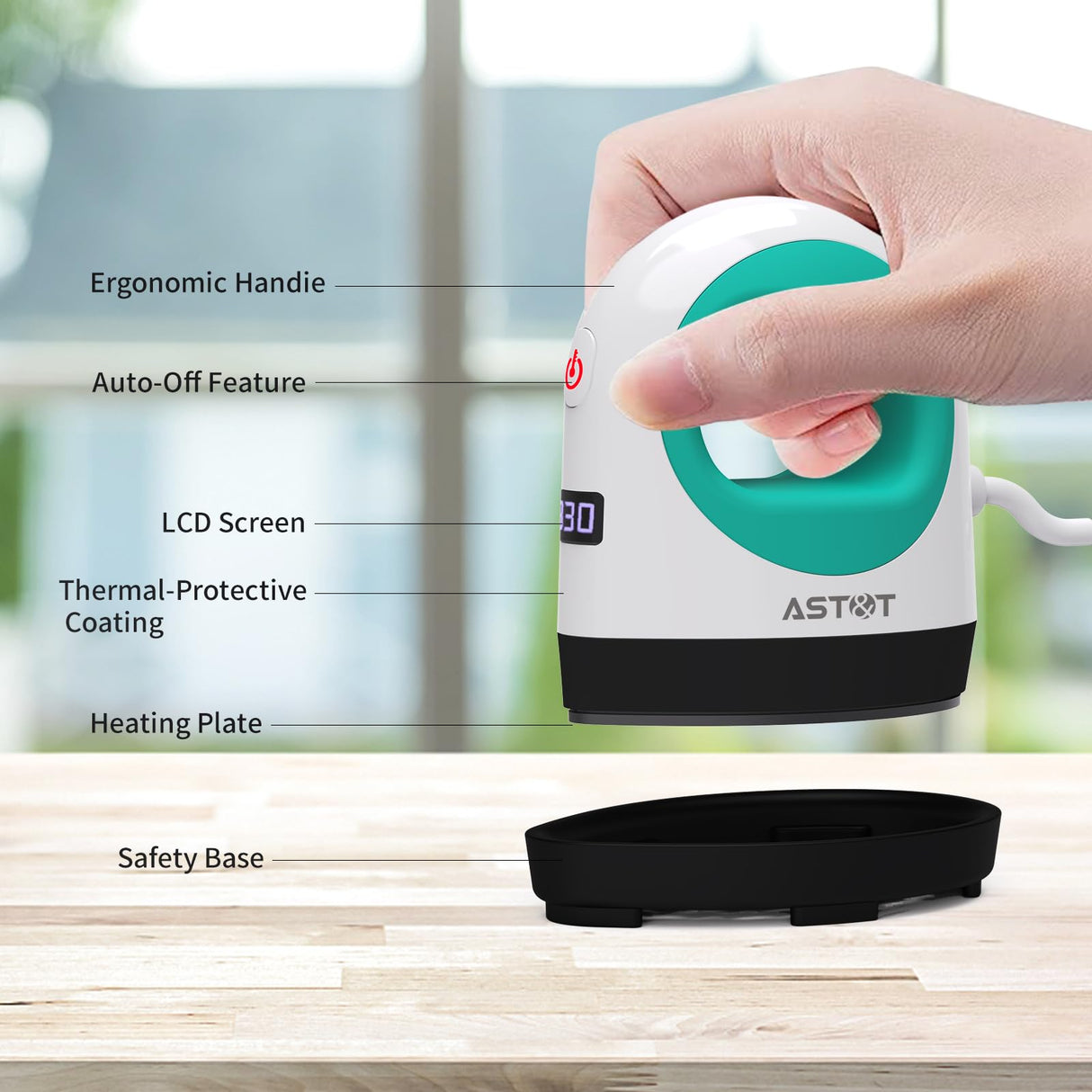 Heat Press Mini Heat Press Machine, Small Heat Press for T Shirts, Hats, Heating Transfer Projects,14 Levels Temperature Setting (White&Green) AST&T