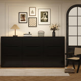 Winkalon 9 Drawer Dresser,62” Wide Chest of 9 Drawer Dresser, Modern Storage Cabinets with Large Wood Drawers for Bedroom, Living Room, Entryway, Hallway Black Winkalon