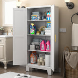 White Metal Pantry Cabinet with 2 Doors and Adjustable Shelves, 61" Kitchen Storage cabinets with Gold Handles, Versatile Storage for Laundry/Living/Dinning Room, Bathroom,Utility Room winiowa