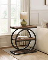 LITTLE TREE End Table, 3-Tier Side Table, Slim Sofa Side Table for Living Room, Tall Bedside Table Nightstand for Bedroom, Rustic Brown and Black LITTLE TREE