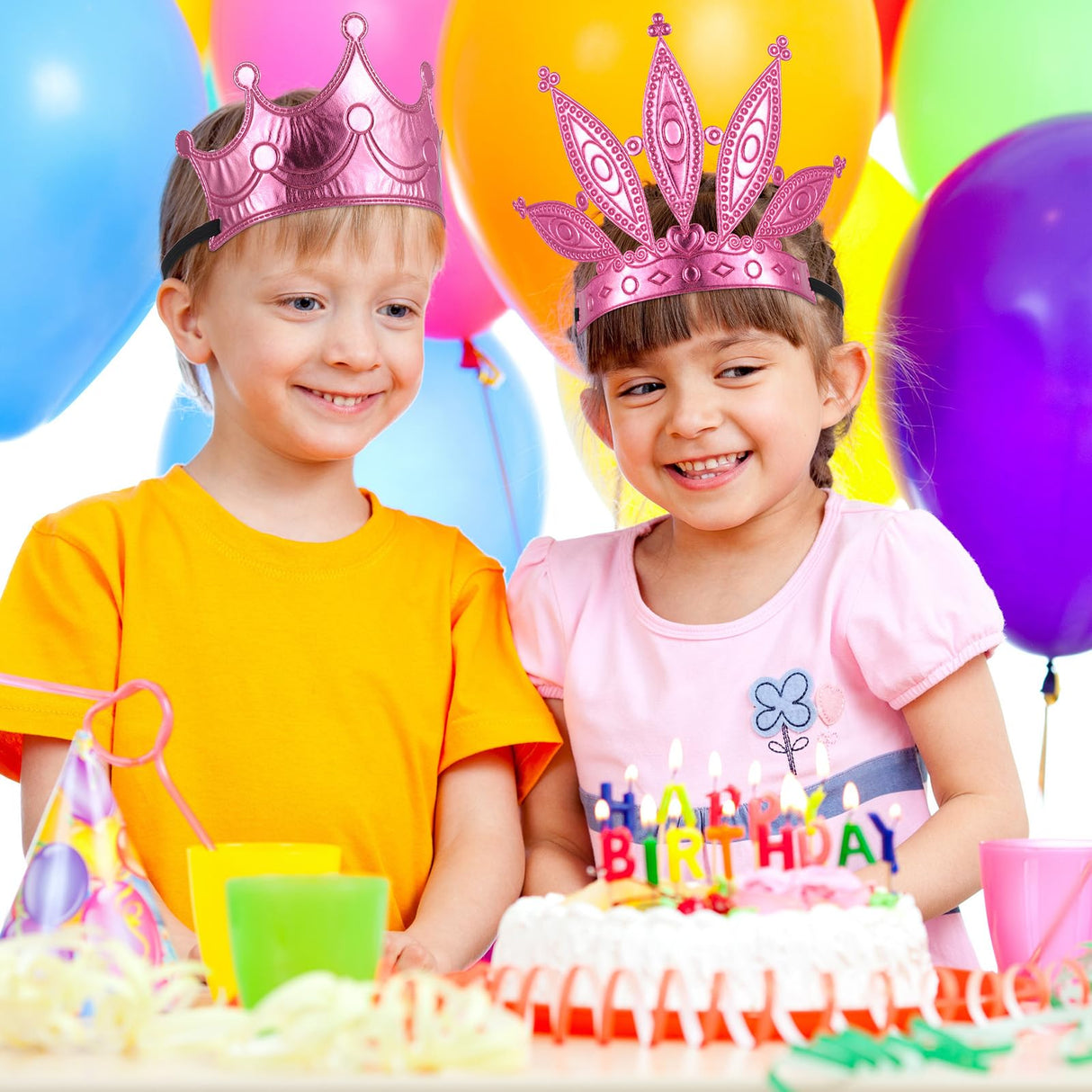 Equsion 72 Pcs Foam Princess Crowns DIY Tiaras Kids Party Princess Supplies Rhinestone Sticker Wooden Wand for Birthday Party Girls Making Your Own Tiara Equsion