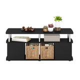 Furinno Jaya Coffee Table, Coffee Table with Storage Shelf, Center Table with Bottom Shelf, for Living Room, Dark Americano Furinno