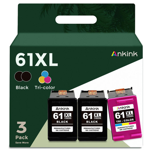 3 Pack 61XL Remanufactured Ink Cartridge Replacement for HP 61 XL (2 Black 1 Color) for HP61XL Combo for HP61 for 5530 4500 2540 4630 4501 4502 4635 3050 2542 3512 4632 3510 3050a 2514 2541 Printer