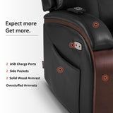 MCombo Power Lift Recliner Chair Sofa with Massage and Heat, Adjustable Headrest for Elderly People, Solid Wood Armrest, USB Ports, Side Pockets, Faux Leather 7917 (Black, Medium) MCombo