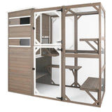 PetsCosset Large Outdoor Catio Cat Enclosures with Hidden Room,4 Story Cat House for Outsider Indoor Cats,Wooden Kitten Cage with Weatherproof Roof,3 Resting Rooms,7 Platforms,2 Open Doors - 77" H PetsCosset