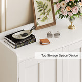 ComfyCorner White 7+1 Tier Farmhouse Shoe Storage Cabinet - 45" Tall Entryway Organizer with Cross Molding Doors, 3 Adjustable Shelves & Metal Legs, Shoe Rack for Front Door Entrance ComfyCorner