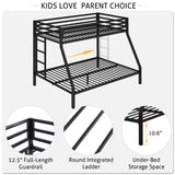 SHA CERLIN Loft Bunk Bed Twin Over Full Size with Ladder and Guardrail,Heavy Duty Metal Slats Support No Box Spring Needed Small Space Saving Furniture for Bedroom Dorm,Black SHA CERLIN