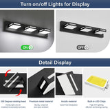 Donrao LED Modern Bathroom Vanity Light Fixtures (3-Light, 24-Inch), Acrylic Matte Black Bathroom Wall Lighting Fixtures Over Mirror (Cool White 6000K) with Rotatable Vanity Lights Heads Donrao