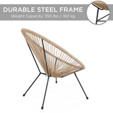 Best Choice Products 3-Piece Outdoor Acapulco All-Weather Patio Conversation Bistro Set w/Plastic Rope, Glass Top Table and 2 Chairs - Natural Best Choice Products