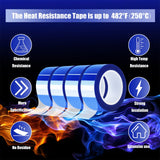 MEBMIK 4 Rolls 20mm x16m(52FT) Blue Heat Tape High Temperature Heat Resistant Tape Heat Transfer Tape for Heat Sublimation Press Vinyl,No Residue MEBMIK